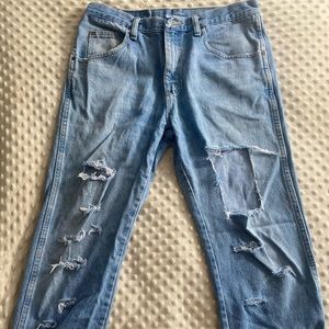 Ripped wrangler jeans